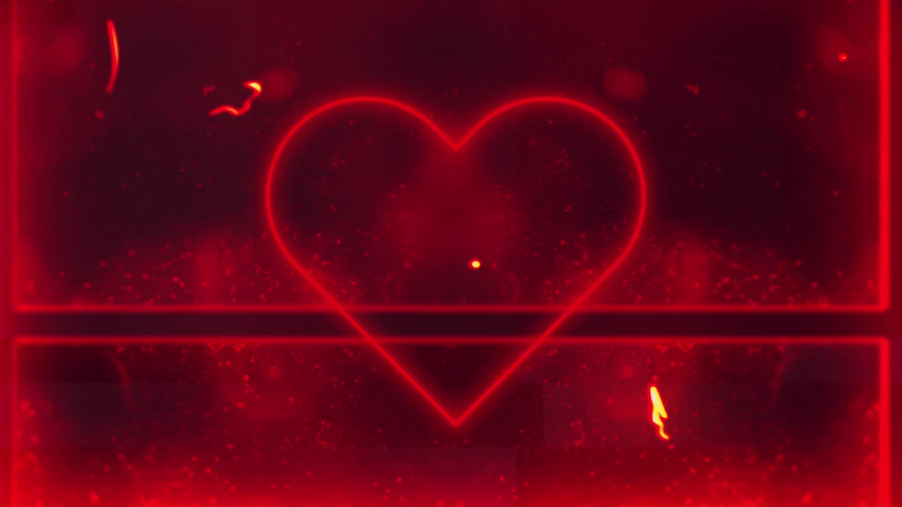 анимация синего сердца, мигающего с красными облаками на темном фоне