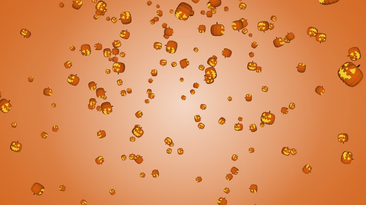 Halloween flying pumpkin isolated on black full autumn leaves garland holiday autumn festival scene