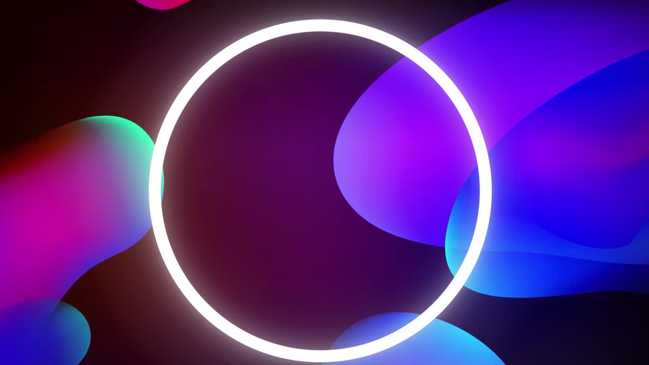 fondo vectorial abstracto con círculo de neón brillante y elementos en movimiento a lo largo. video 3d