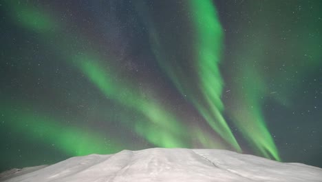 aurora borealis, northern lights, real night sky with stars and moon