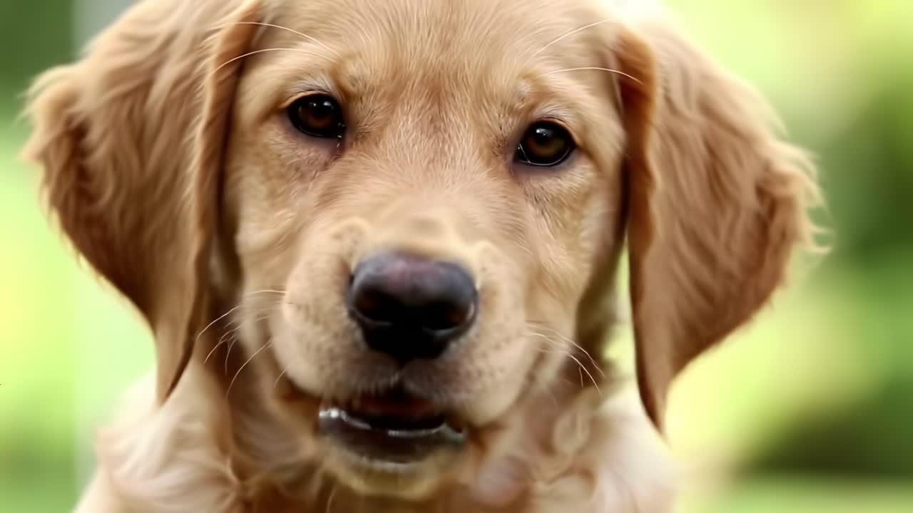 A Heartwarming Journey of a Golden Retriever Puppy Transforming from Curiosity to Playfulness Throughout the Video; Capturing Innocent Moments of Joy and Play