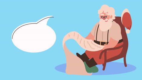 feliz navidad animación con santa leyendo lista de regalos