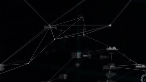 animation of network of connections with icons over black space