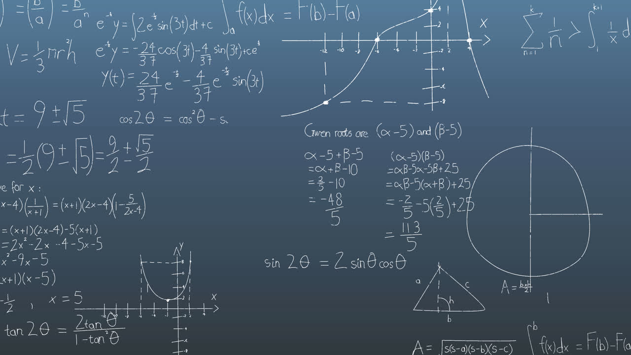 animación del procesamiento de datos matemáticos sobre un fondo oscuro