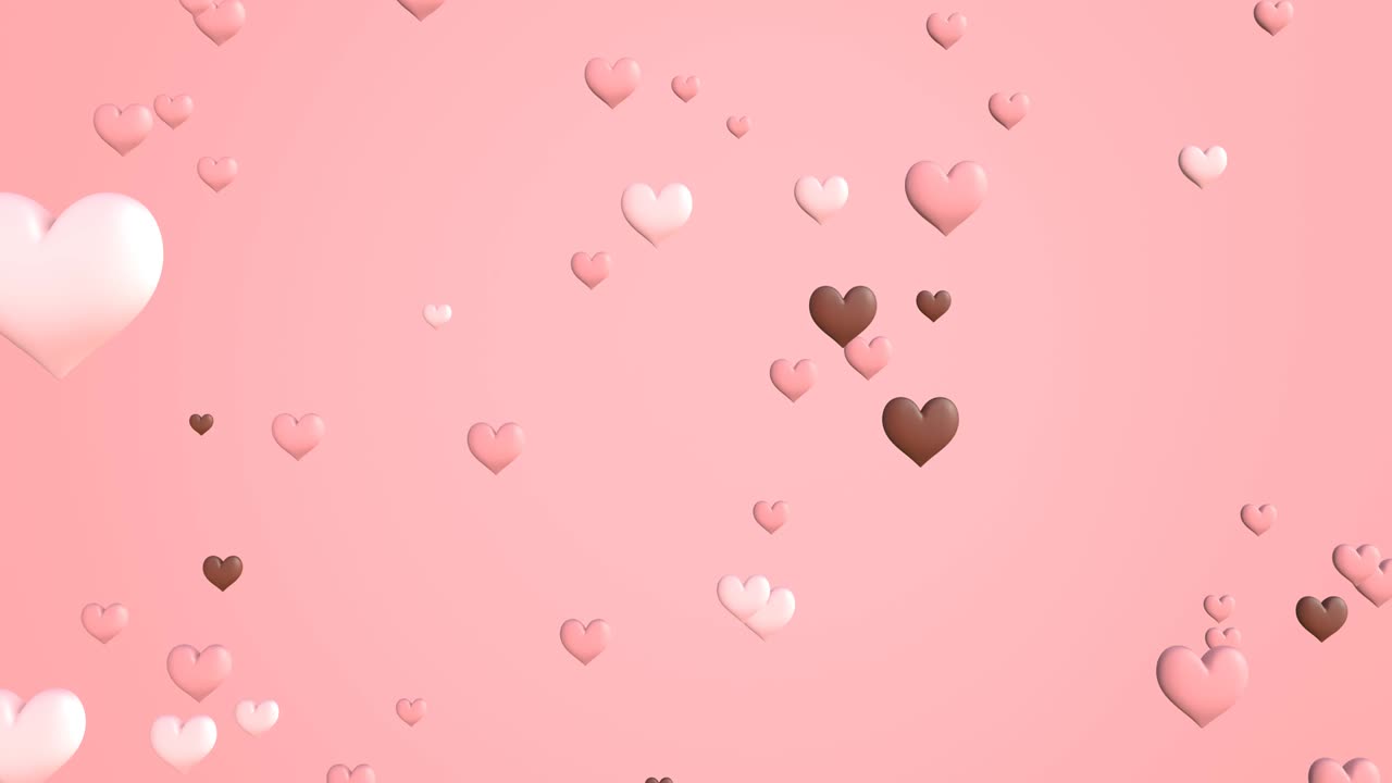 심장 모양의 콘페티, 분홍색 배경