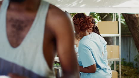 volunteers providing humanitarian help