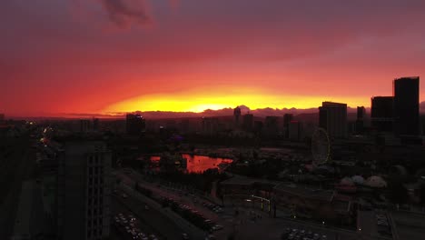 Beautiful-city-sunset-nightpark-in-mongolia.-Aerial-drone-shot-zoom-in