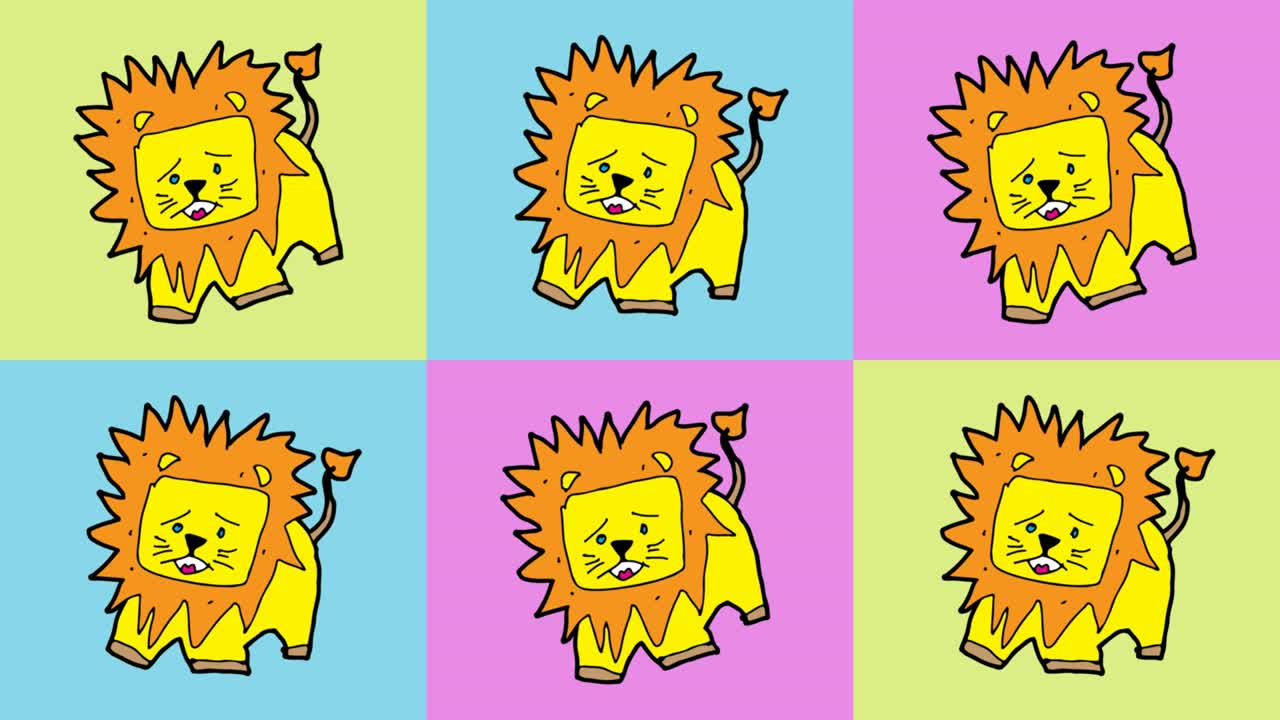 niños dibujando arte pop fondo sin costuras con tema de león