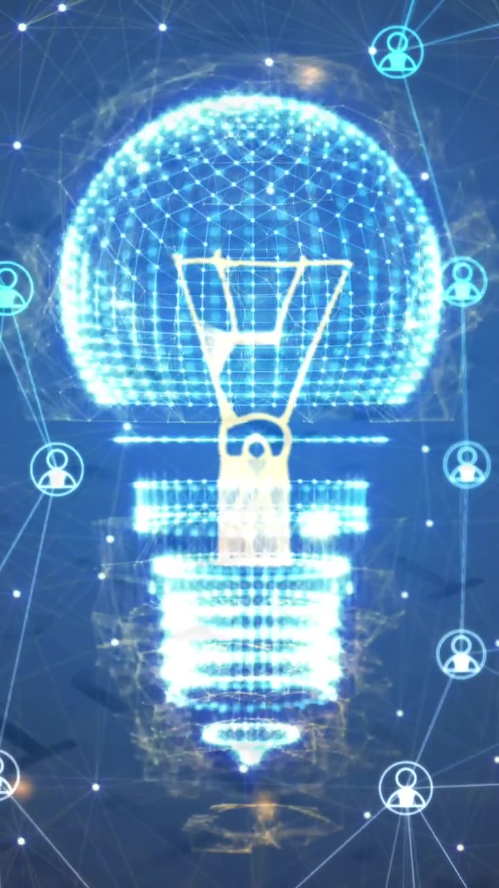 Animation of light bulb, connections and data processing
