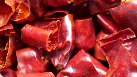 close-up of dried red chili pepper pieces