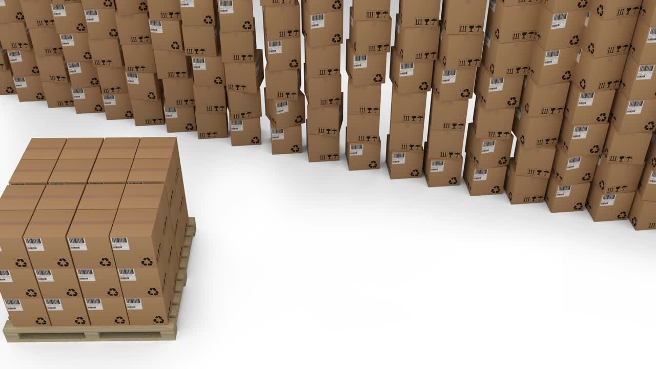 ⁇ 색 배경 에 여러 개 쌓여 있는 카드보드 의 애니메이션