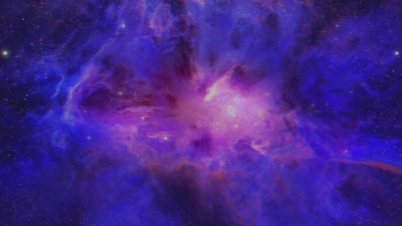 Viaje a través de una nebulosa en la Vía Láctea, en el espacio.