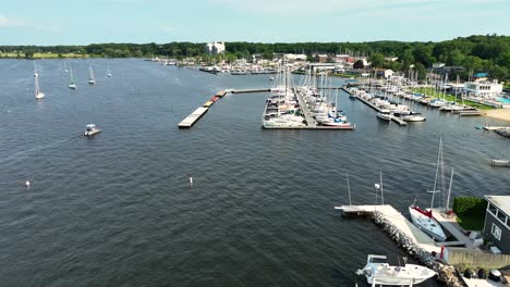 docks of various orientation floating on the water