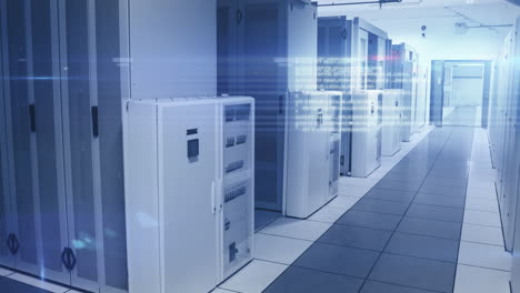 servidores informáticos en una sala de servidores con luces brillantes