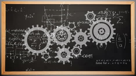 animación de engranajes sobre ecuaciones matemáticas