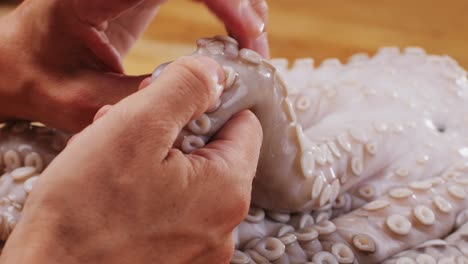 preparing octopus