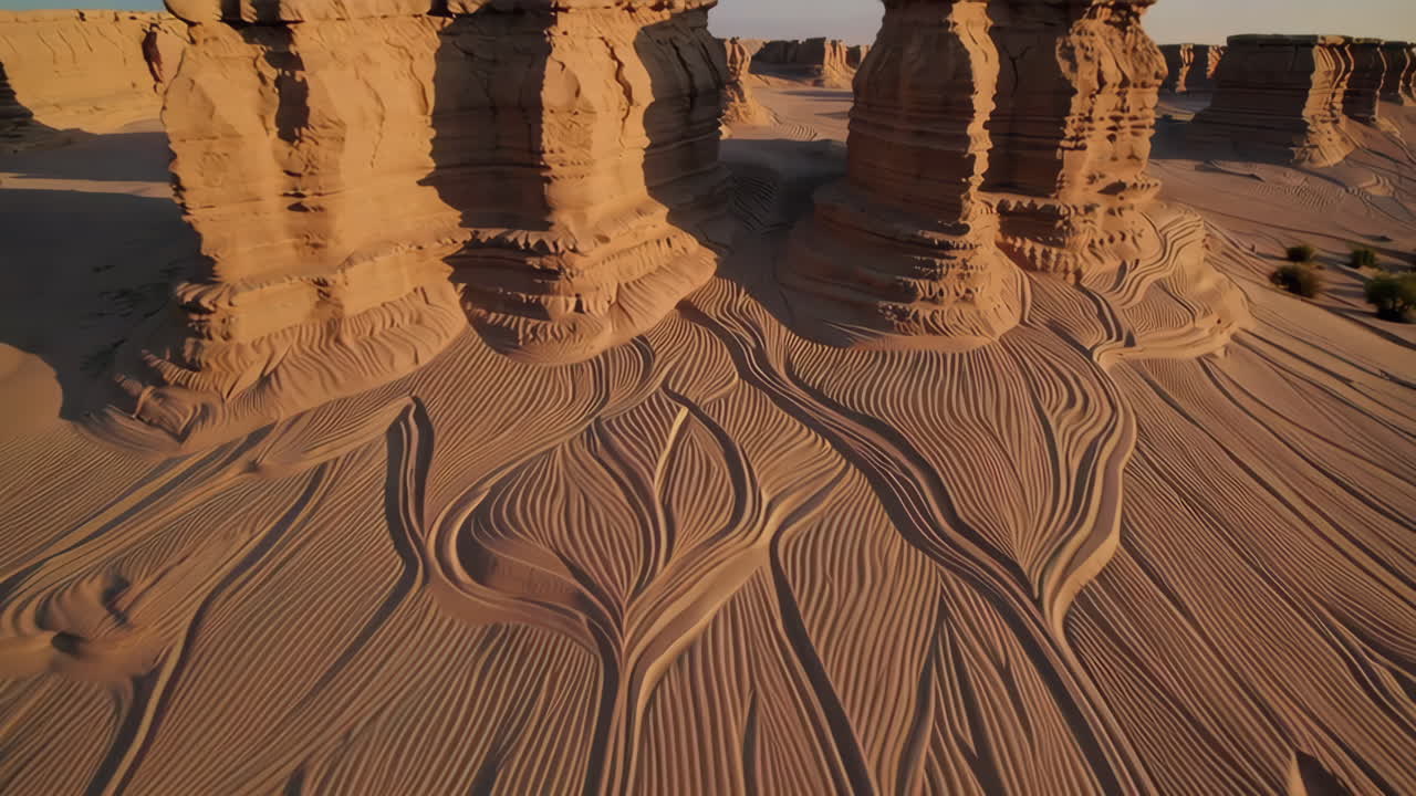 Desert Rock Formations and Sand Patterns