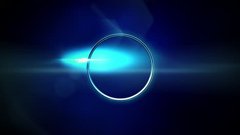 blue neon ring and light in dark space