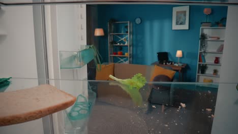 messy fridge with food inside