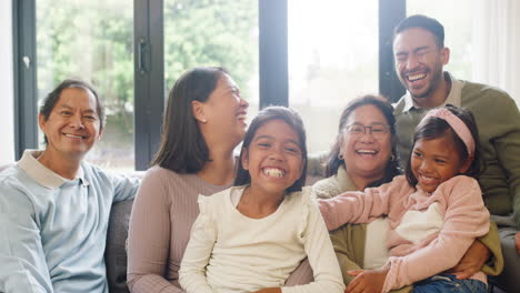 portrait of happy diverse family bonding over