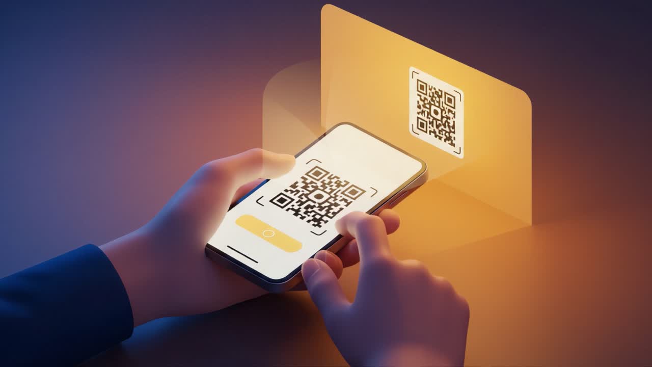 User Scanning QR Code on Mobile Device: A Step-by-Step Visualization of How QR Codes Facilitate Digital Interactions and Transactions Through Smartphone Technology