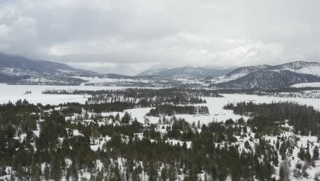 álamo-Temblón,-Colorado-Paisaje-Nevado-De-Invierno-En-Zona-Montañosa,-Aéreo