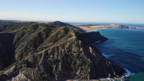 Aerial-scenic-view-of-Cape-Reinga-and-Cape-Maria-Van-Diemen