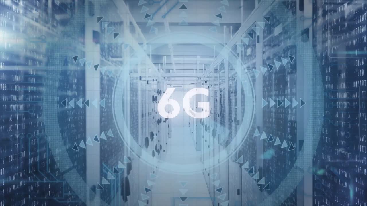 animazione della scansione dello scope con 6g e elaborazione dei dati sulla sala server