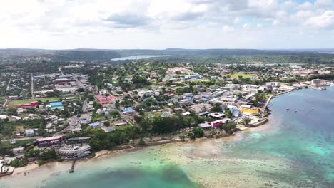 port vila, efate, vanuatu - a picturesque view of a coastal town encircled by turquoise waters - aerial drone shot