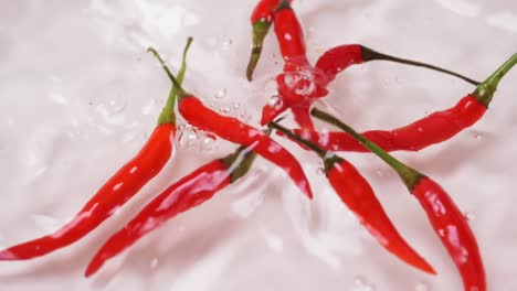 chili pepper falling on water surface for sanitization