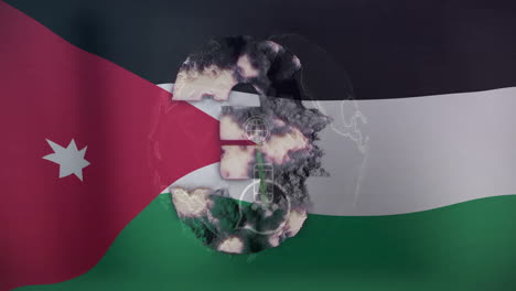 scientific research animation over jordan flag background