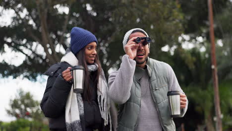 Binocular,-relax-or-couple-in-nature-hiking