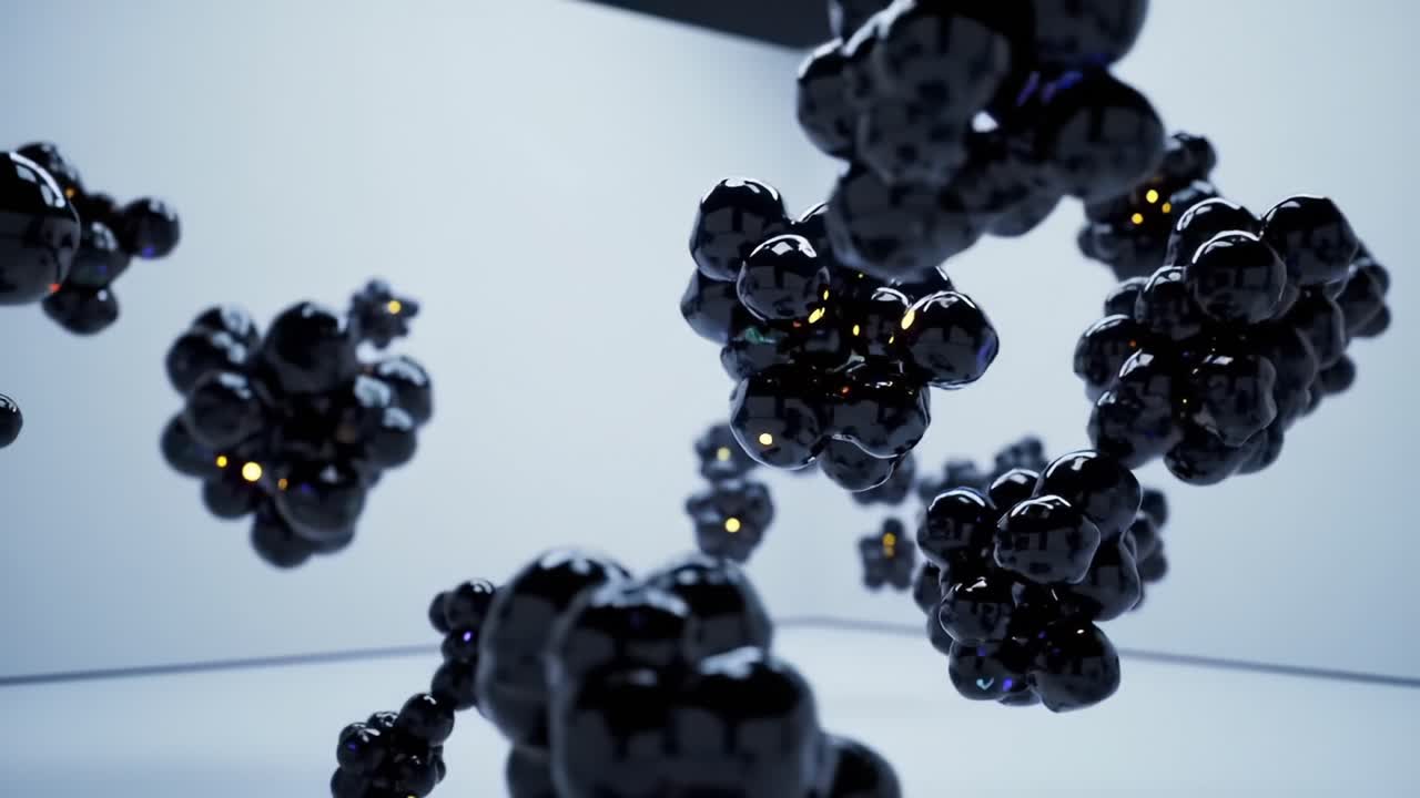 Abstract Composition of Floating Dark Spheres in a Minimalistic Environment: A Visual Exploration of Depth, Light, and Form