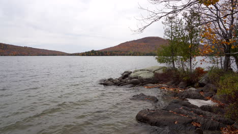 Todavía-Disparado-Frente-A-Un-Lago-En-Otoño