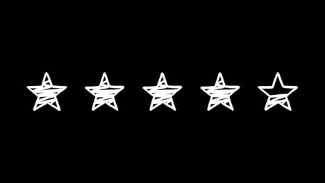 hand drawn animated five star rating. frame by frame animation. alpha channel