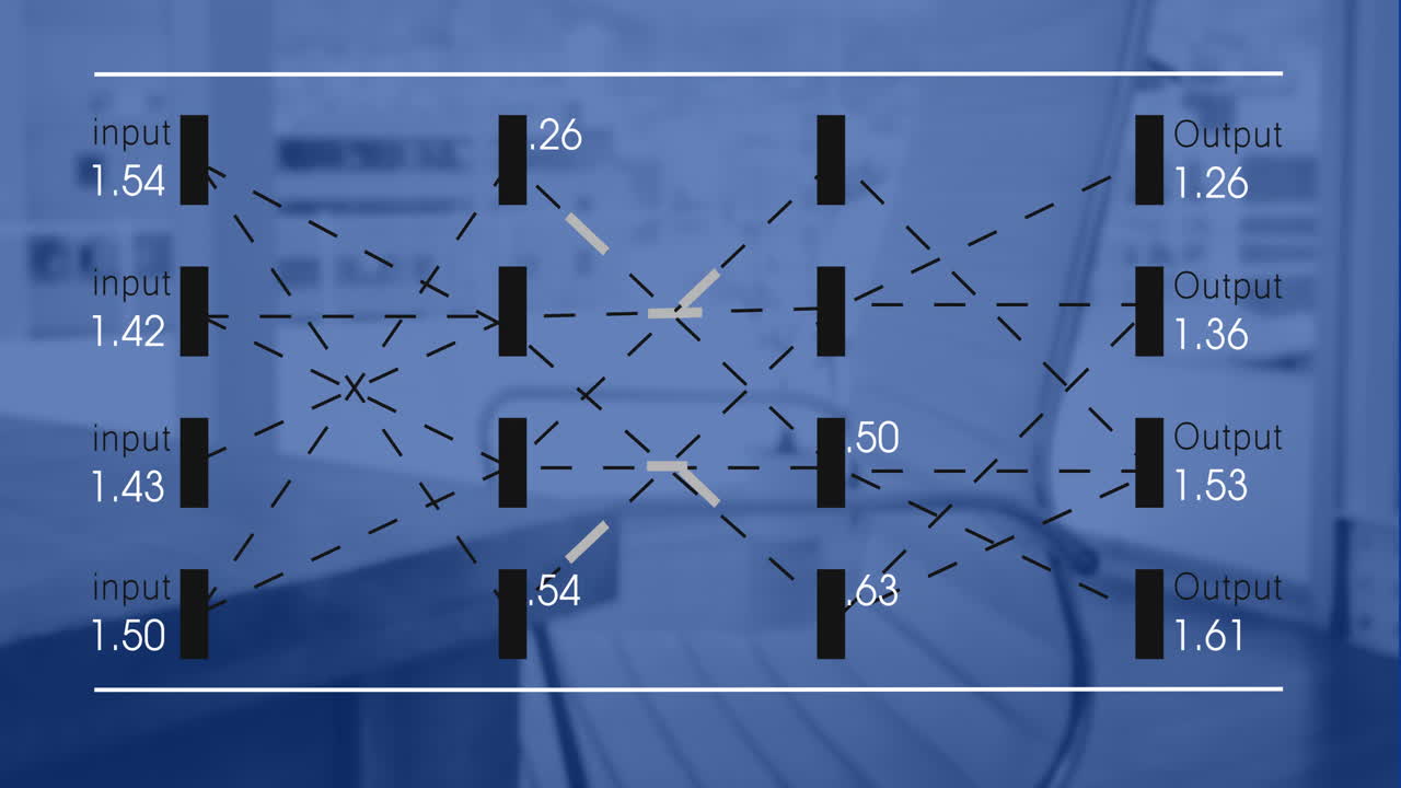 анимация обработки данных на рабочем месте в офисе