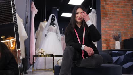woman in a bridal shop