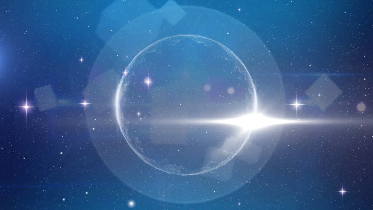 파란색 배경 에 있는 지구 에 비해 빛 과 반 ⁇ 이는 별 들 의 반점