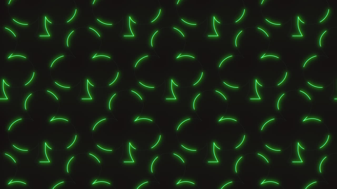 patrón de líneas con luz de neón verde en movimiento en filas en degradado negro 1