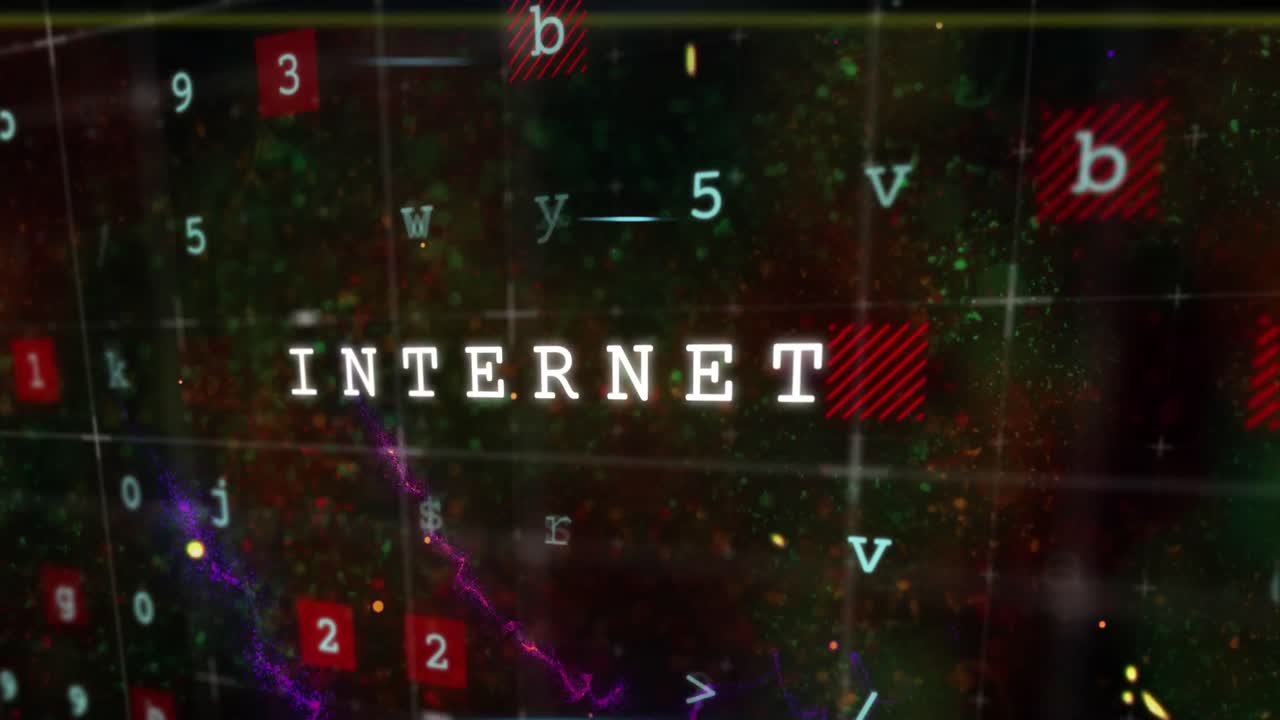 렌즈 플레어, 글자, 숫자, 추상적인 배경에 대한 기호 위에 여러 텍스트의 애니메이션