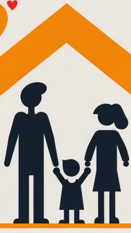 a family of three, a man, a woman and a child, are holding hands in front of a house