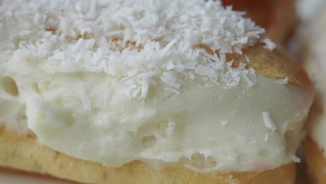 close up of a coconut dessert