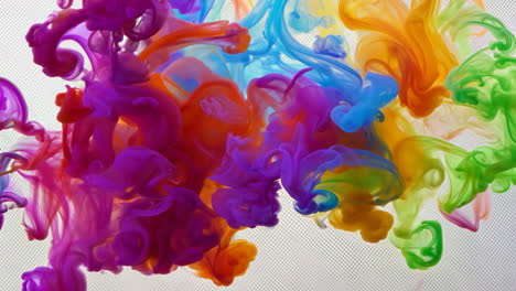 Colorful Swirls of Ink Blending in Water at a Creative Studio. Vibrant colors mix together in a fluid motion, creating a mesmerizing display of swirling patterns in water.