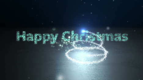 animación de estrella fugaz sobre feliz navidad texto pancarta contra los fuegos artificiales que explotan