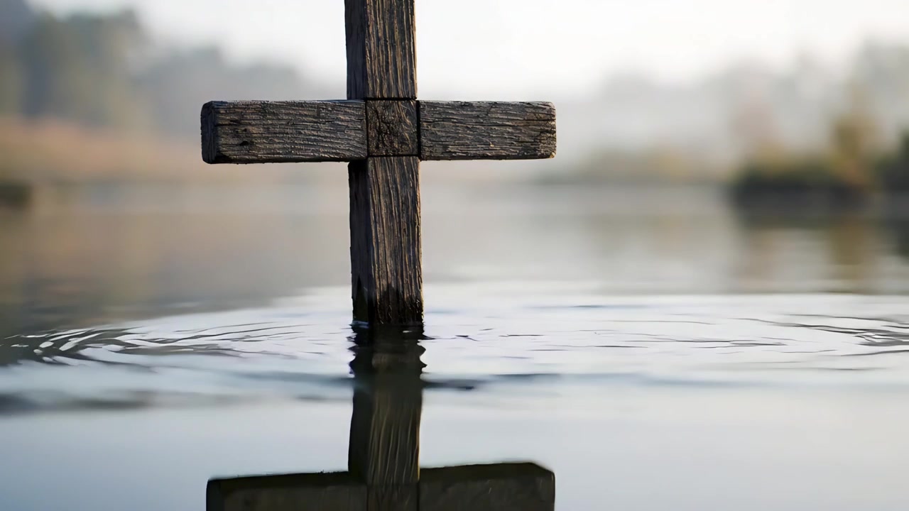 Christelijk Kruis Hemels Licht Aanbiddingsachtergrond 4K