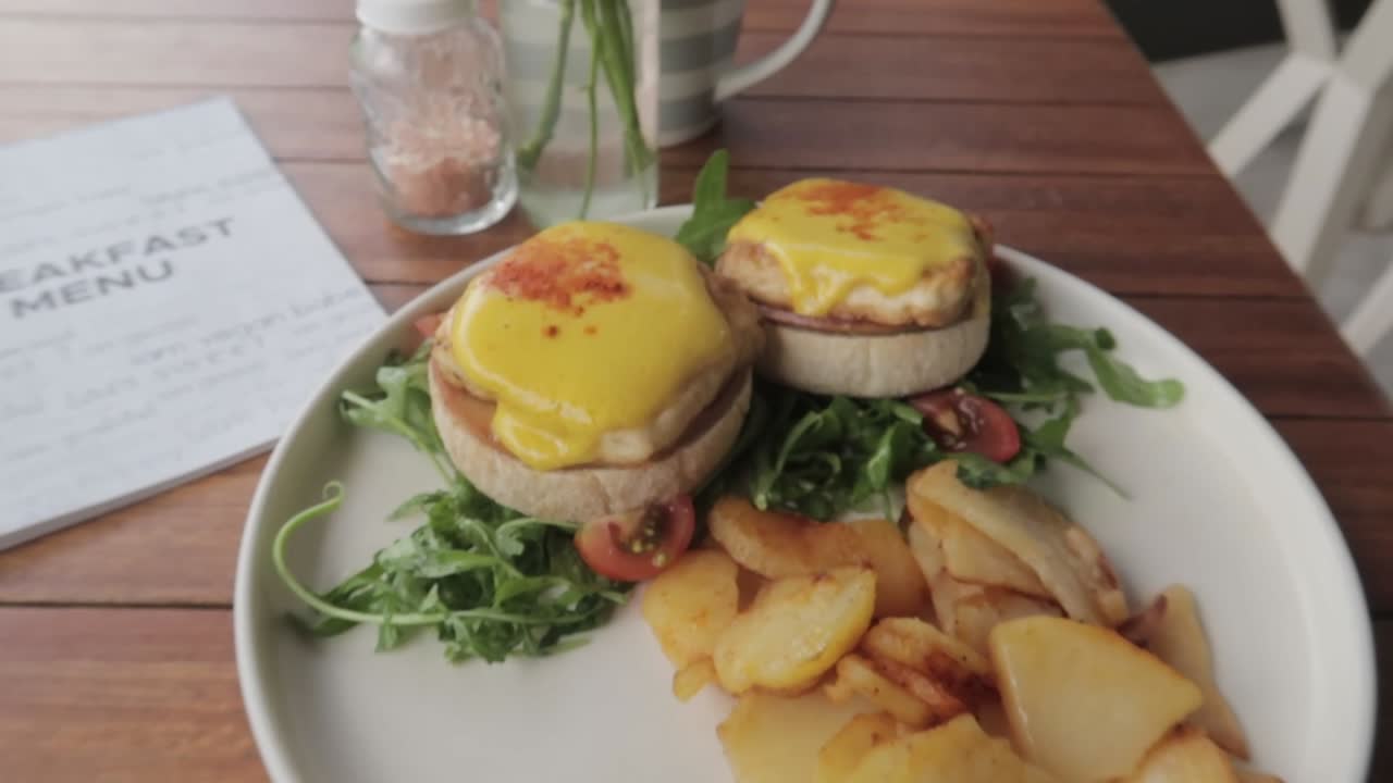 Healthy Vegan Plant Based Tofu Benedict Breakfast with Hollandaise Sauce