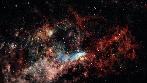 abstract bucle sin costuras exploración del espacio exterior cielo de nebulosa con nube de gas chispa en el espacio exterior. cámara 4k 3d volando a través de campo estelar y fondo de plasma chispa. vuelo espacial del universo de ciencia ficción.