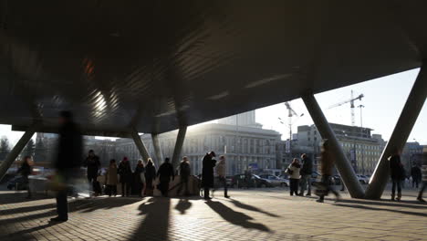 people hurry in the city time lapse