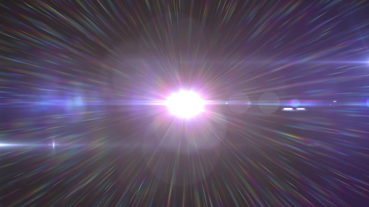 Faint glow appearing at center triggers animated lens flare emitting streaks into starburst