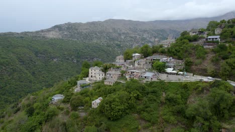 aerial view of a mountain village in greece
